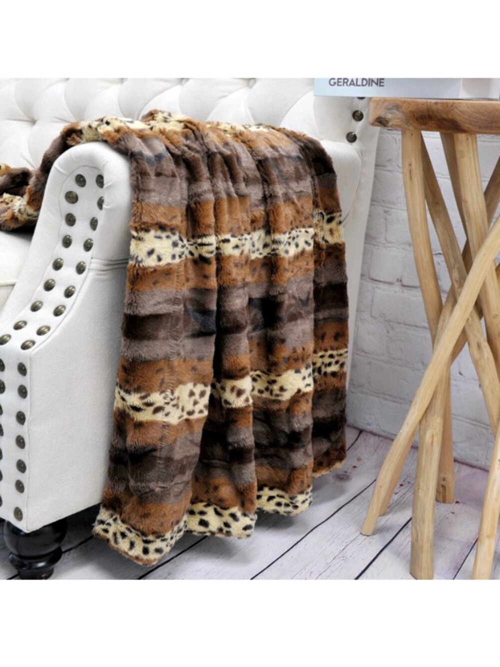 Animal Printed Double Sided Faux Fur Throw 50X60 NWT - Picture 14 of 16